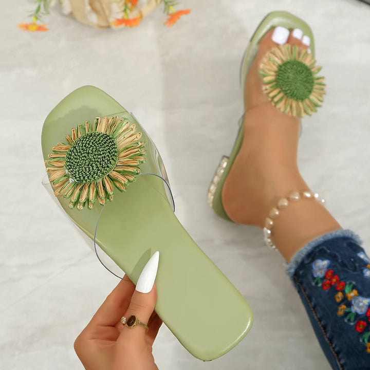 Elise | Floral Square-Toe Sandals