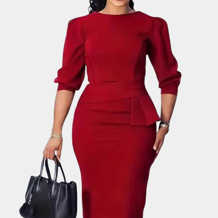 Adele | Sculpted Peplum Midi Dress