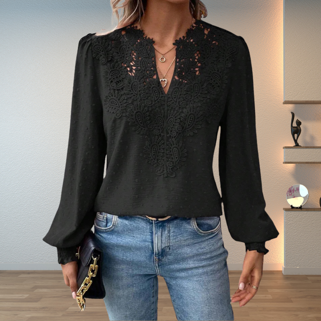 Marlene | Elegant Lace-Trim Blouse