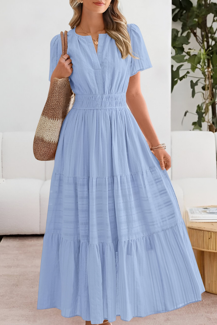Daphne | Tiered Flutter-Sleeve Maxi Dress