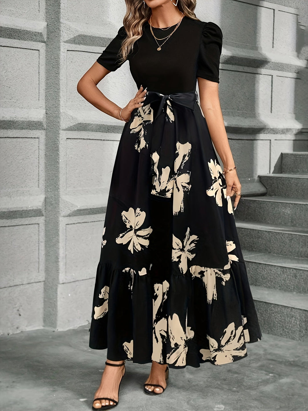 Felicity | Flowing Puff-Sleeve Maxi Dress