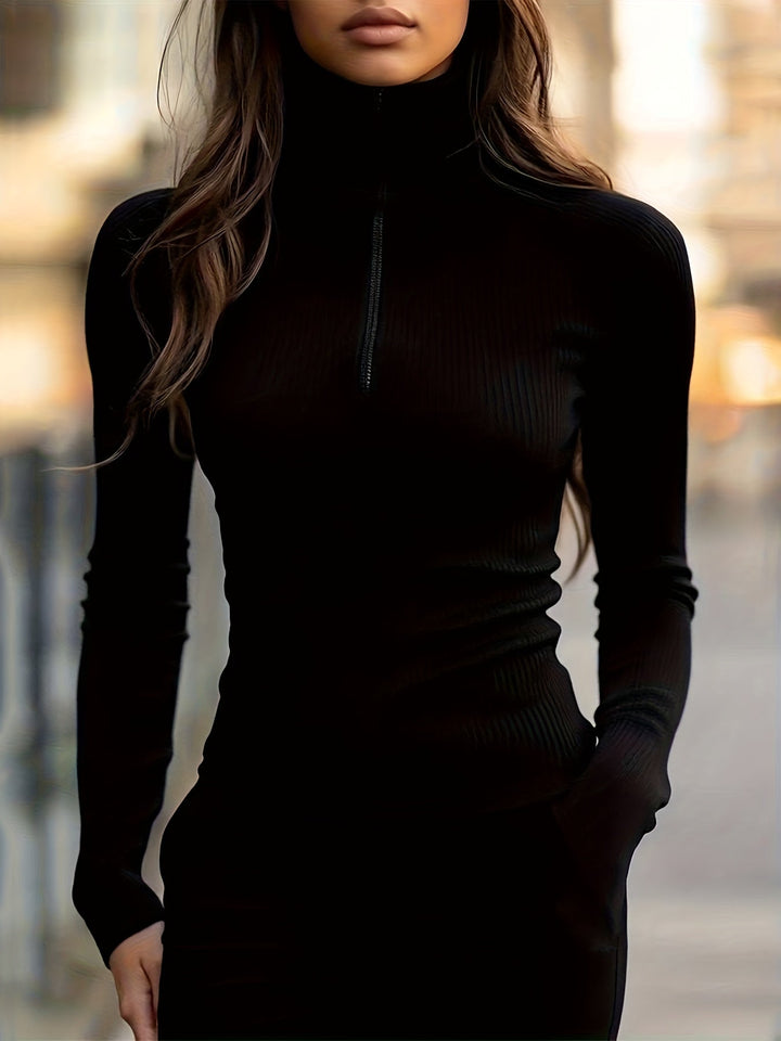 Sloane | Sleek Half-Zip High-Neck Top