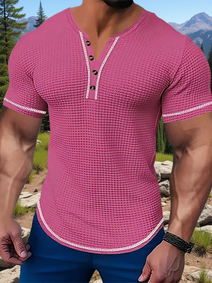 Vaughn | Textured Short Sleeve Henley Shirt