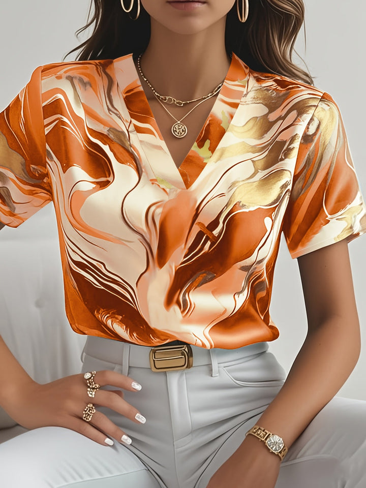 Joanna | Artful Swirl-Print Blouse