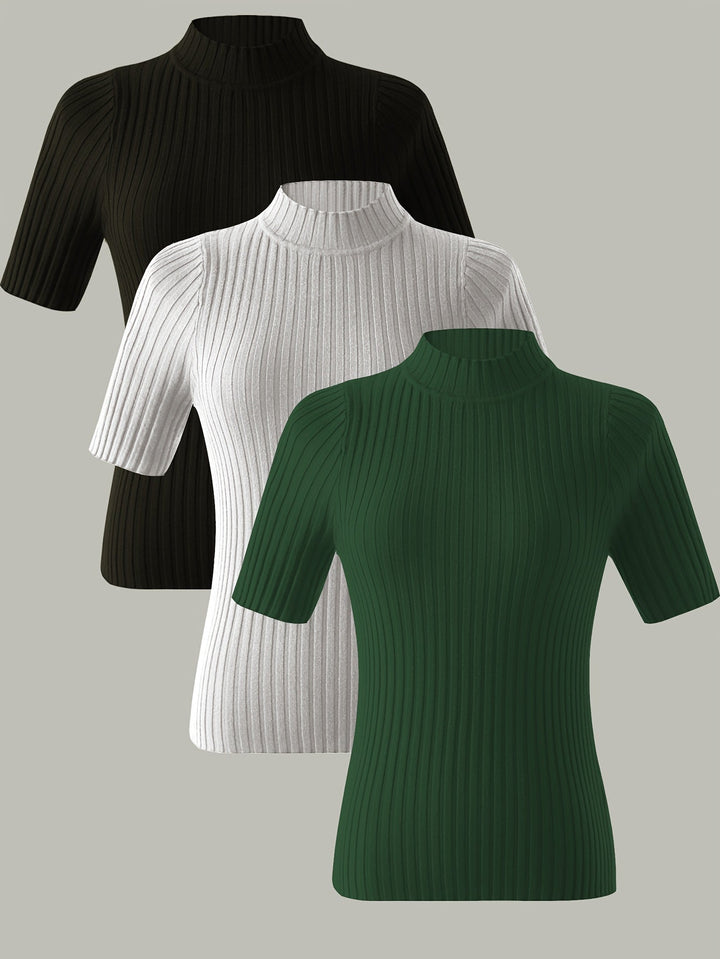 Verity | Ribbed Mock-Neck Top