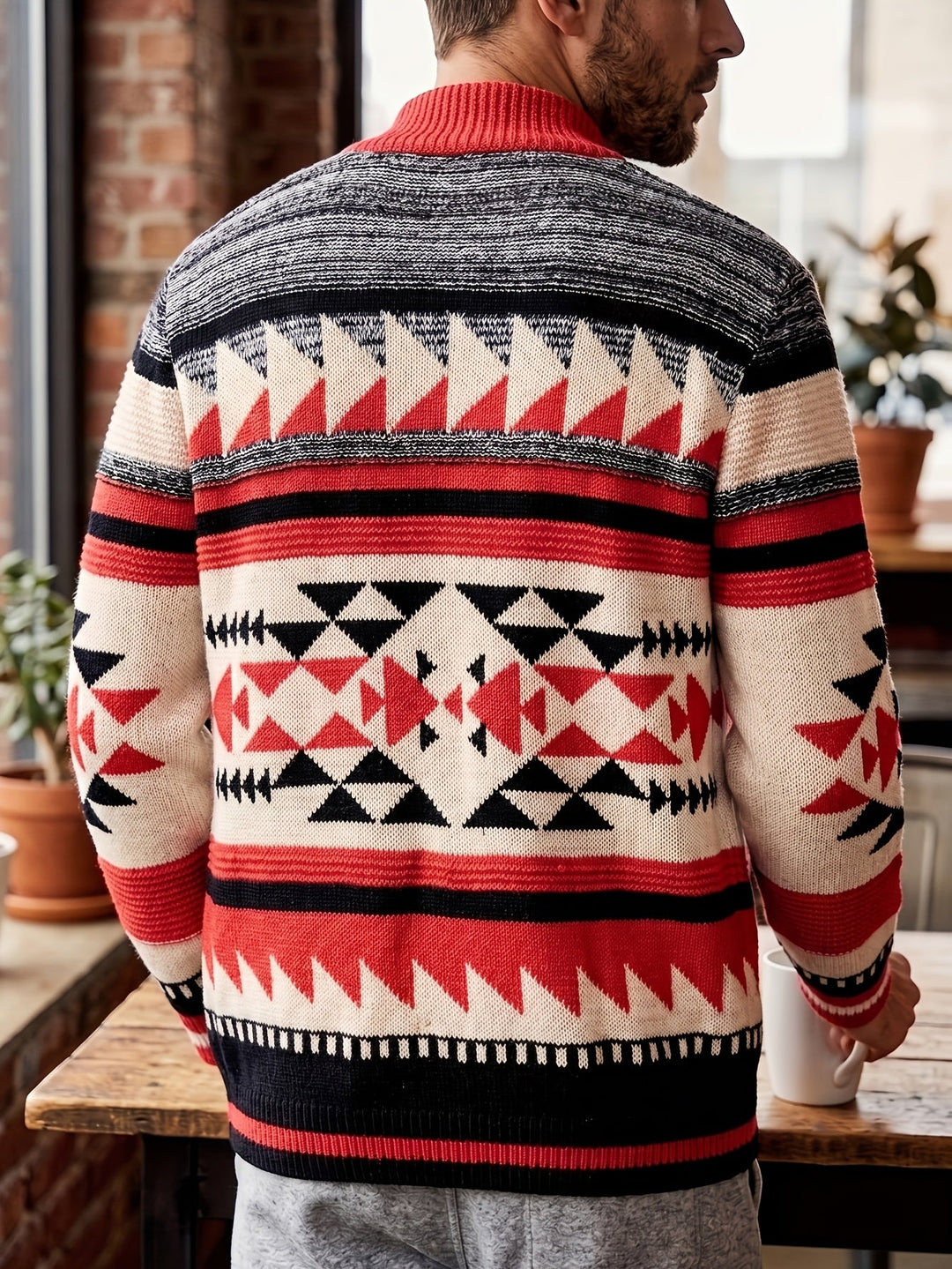 Callum | Patterned Zip-Up Cardigan