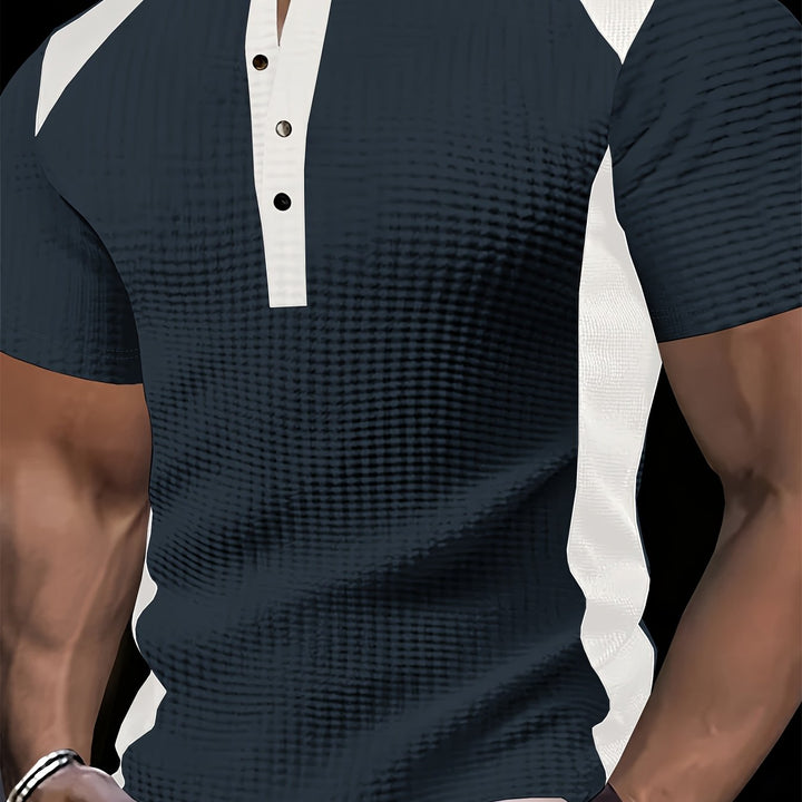 Everett | Textured Contrast Henley Shirt
