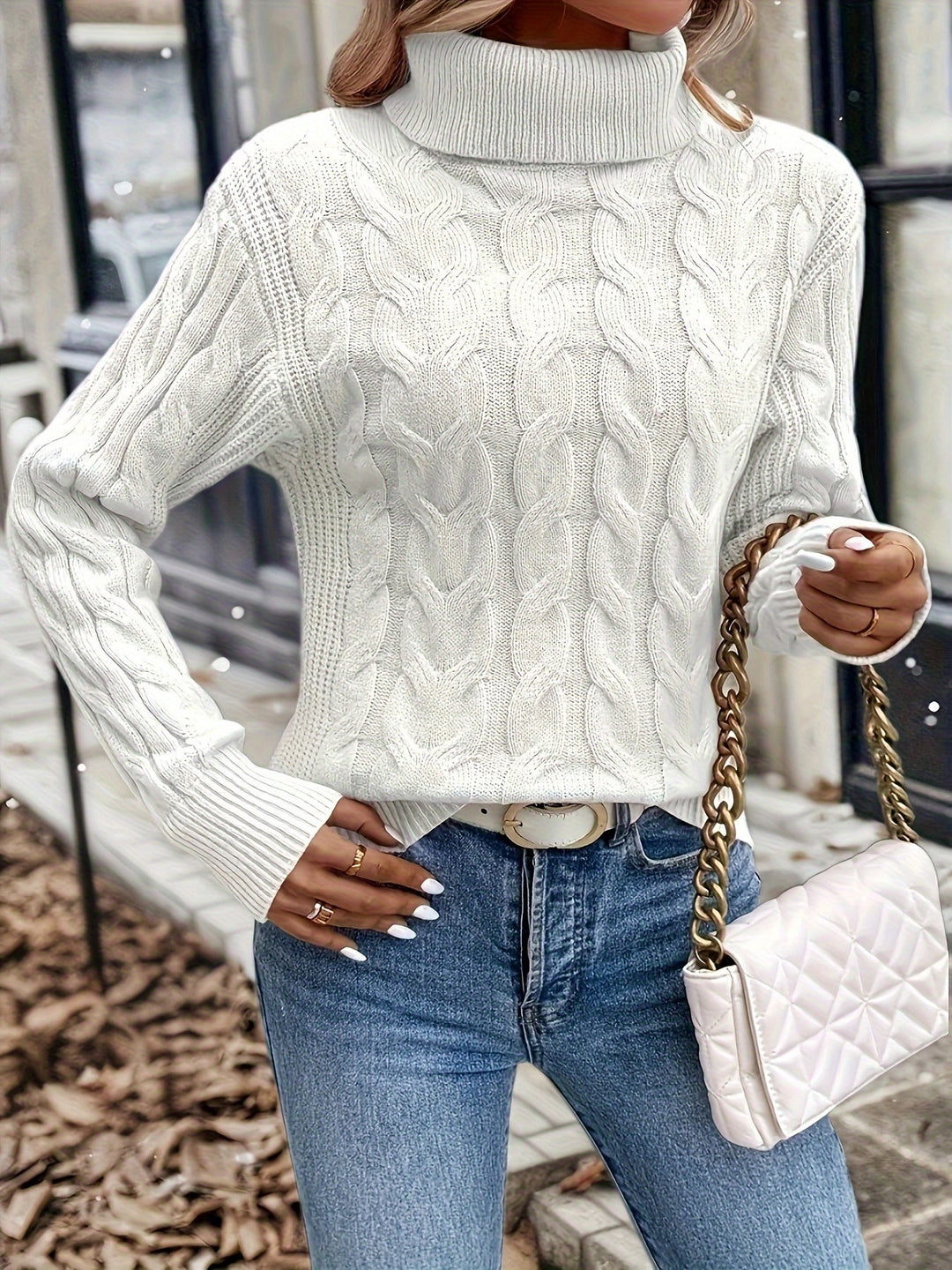 Celeste | Cozy Cable-Knit Turtleneck Jumper