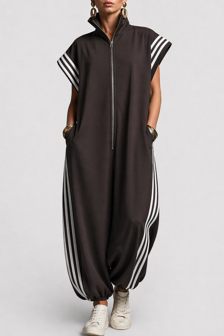 Valentina | Stylish Sleeveless Zip Neck Jumpsuit