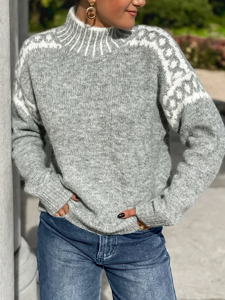 Corinna | Contrast-Trim Mock-Neck Jumper