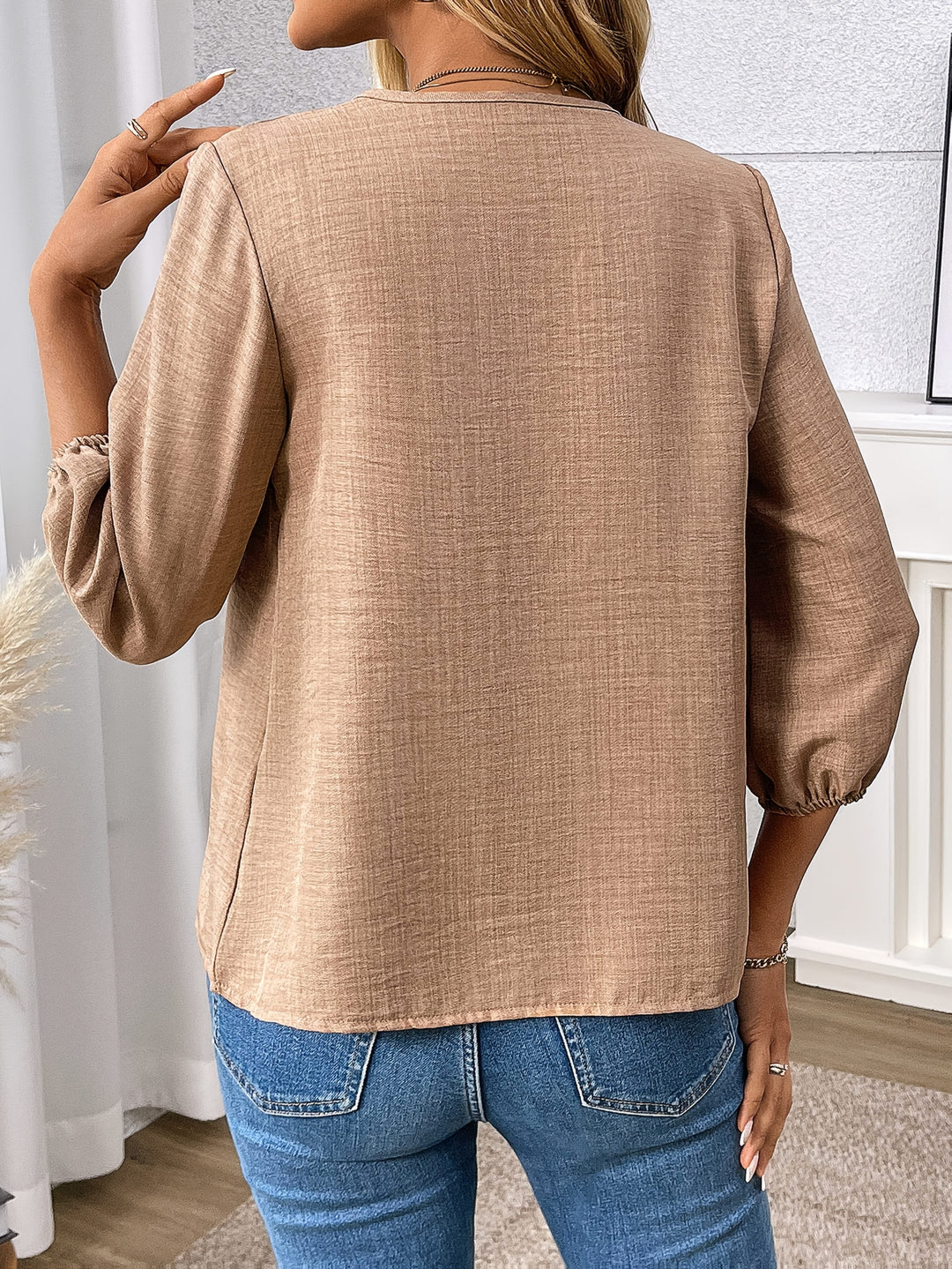 Claudia | Zip-Front V-Neck Blouse