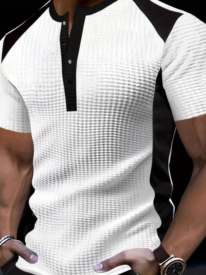 Everett | Textured Contrast Henley Shirt