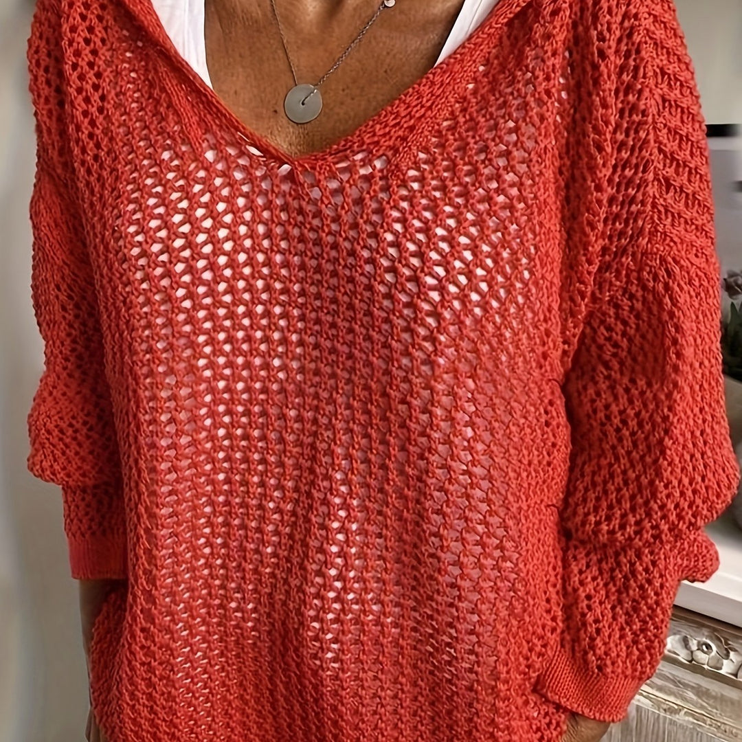 Delaney | Relaxed Open-Knit Hooded Jumper