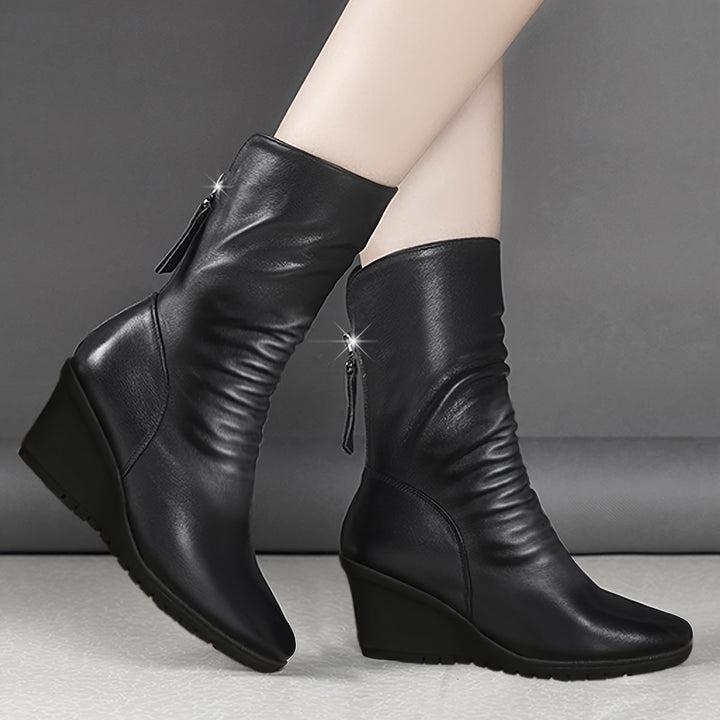 Verity | Sleek Wedge Mid-Calf Boots