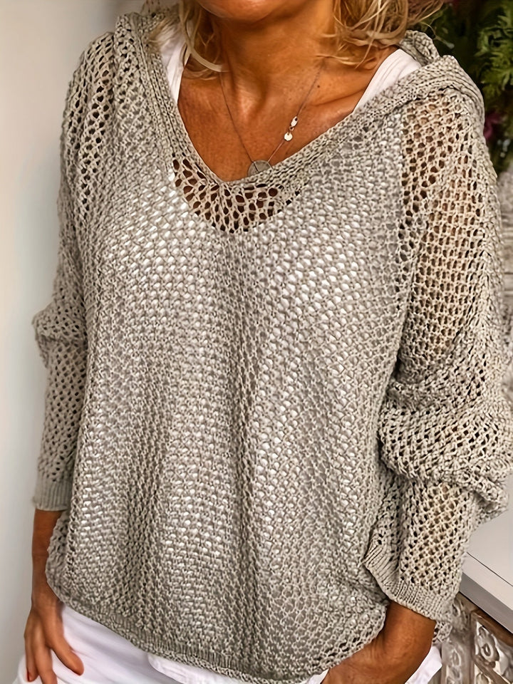 Delaney | Relaxed Open-Knit Hooded Jumper