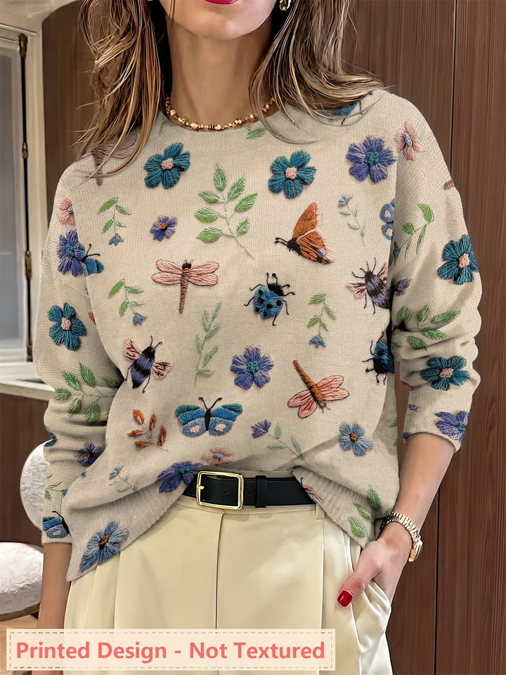 Elsie | Botanical Print Crewneck Jumper