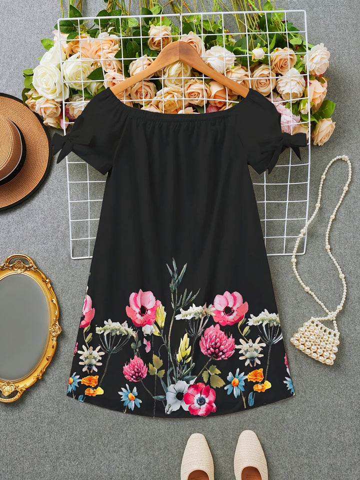 Gemma | Off-Shoulder Floral Bow Dress