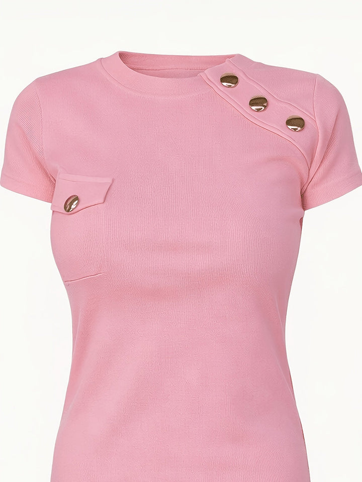 Isla | Button-Accent Short-Sleeve T-Shirt