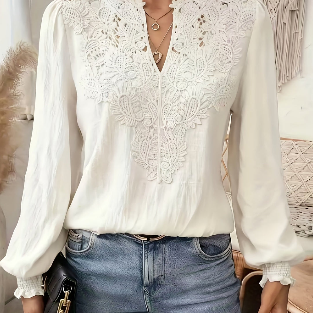 Delia | Embroidered V-Neck Blouse