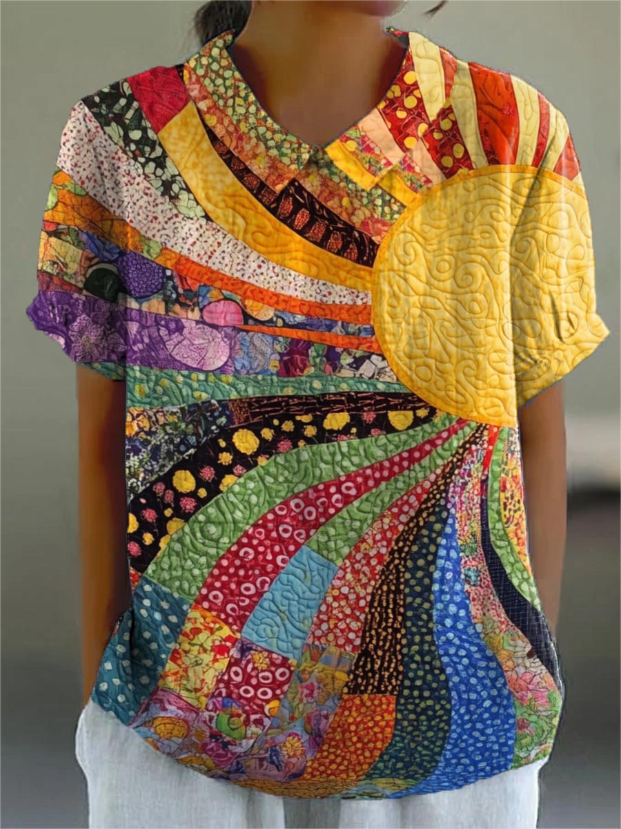 Maine | Elegant Sunburst Patchwork Shirt