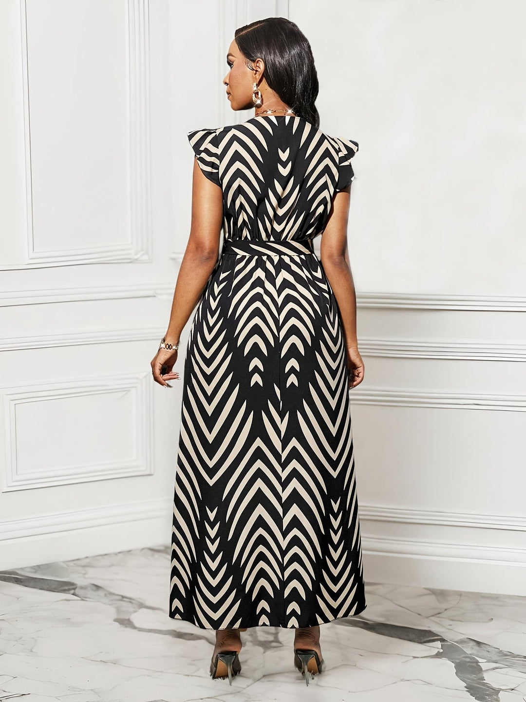 Cordelia | Ruffle-Sleeve Wrap Maxi Dress