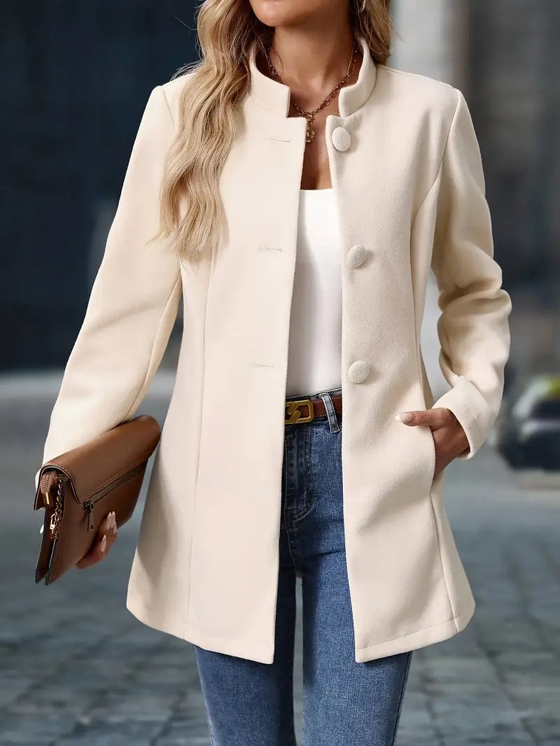 Juliette | Elegant Stand-Collar Button Coat