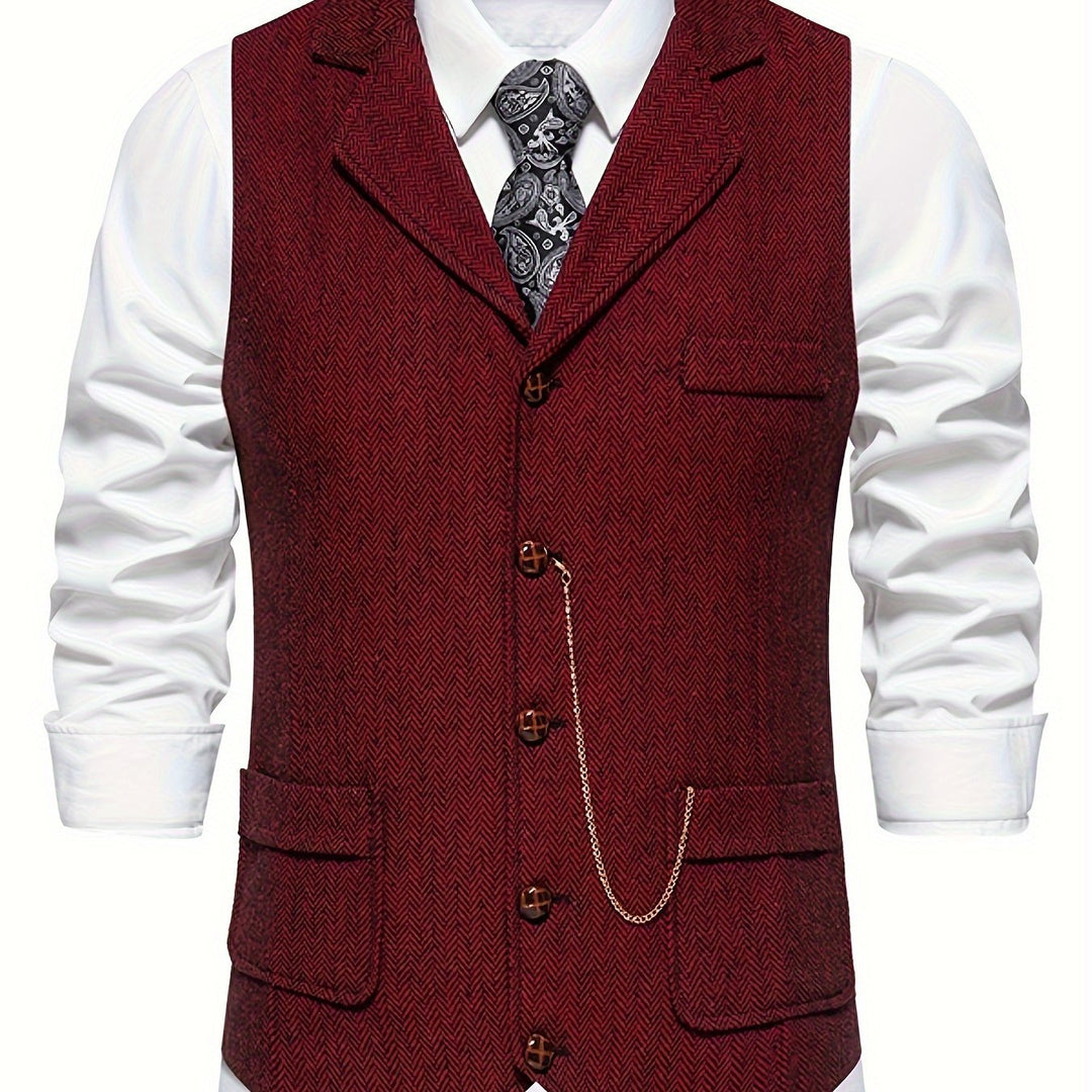 Edmund | Herringbone Single-Breasted Vest