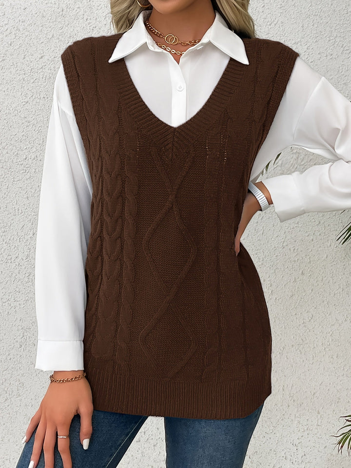 Cora | Cozy Cable-Knit V-Neck Jumper Vest