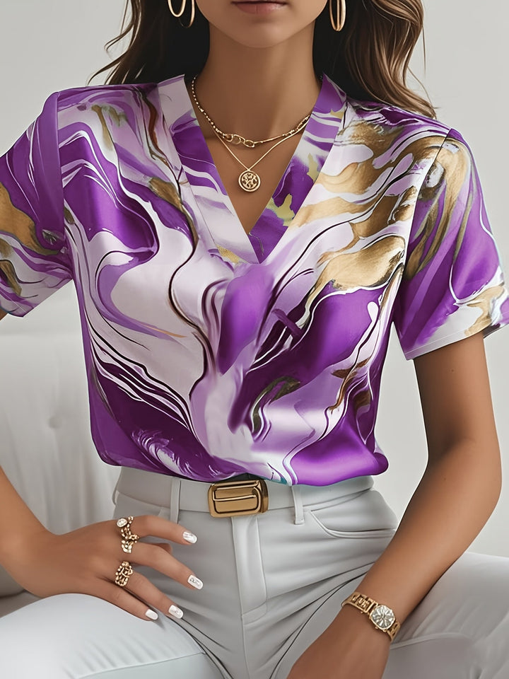 Joanna | Artful Swirl-Print Blouse