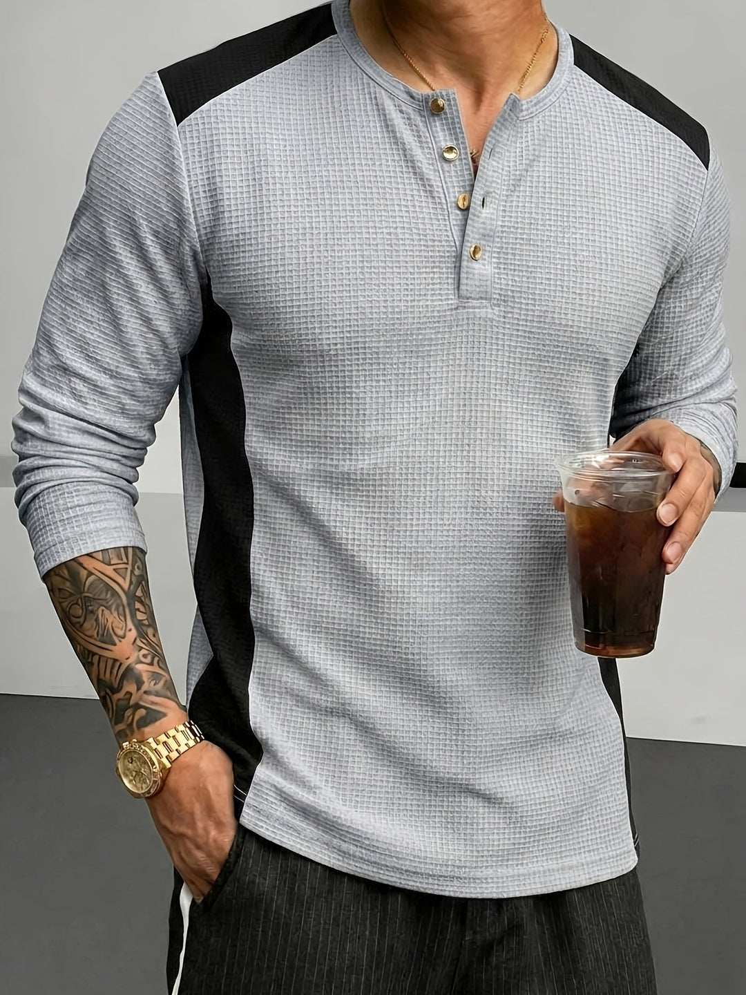 Curtis | Textured Long-Sleeve Henley
