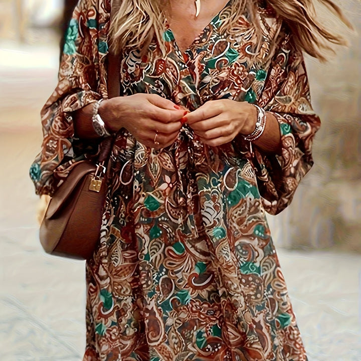 Ramona | Bohemian Print V-Neck Dress