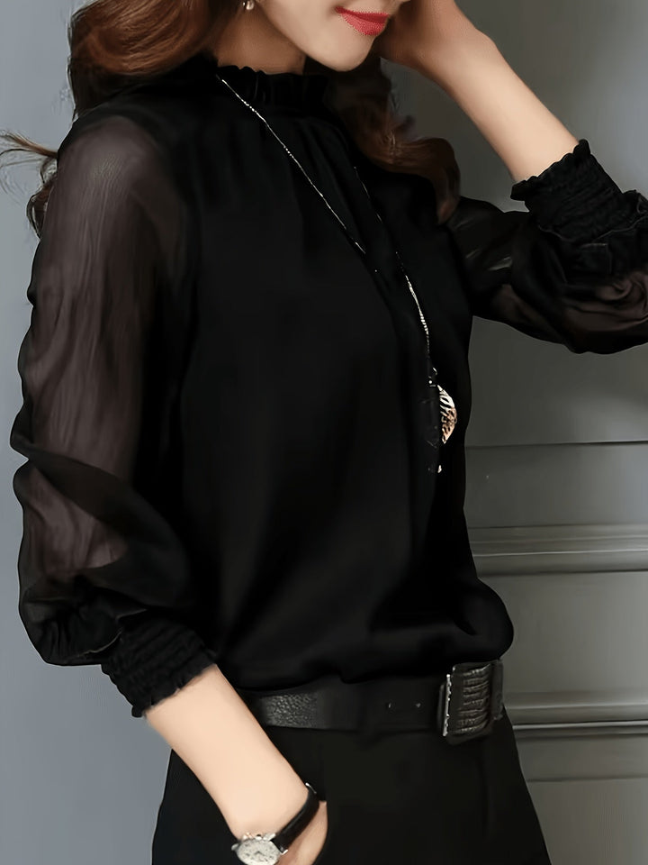 Ophelia | Stand-Collar Long-Sleeve Blouse