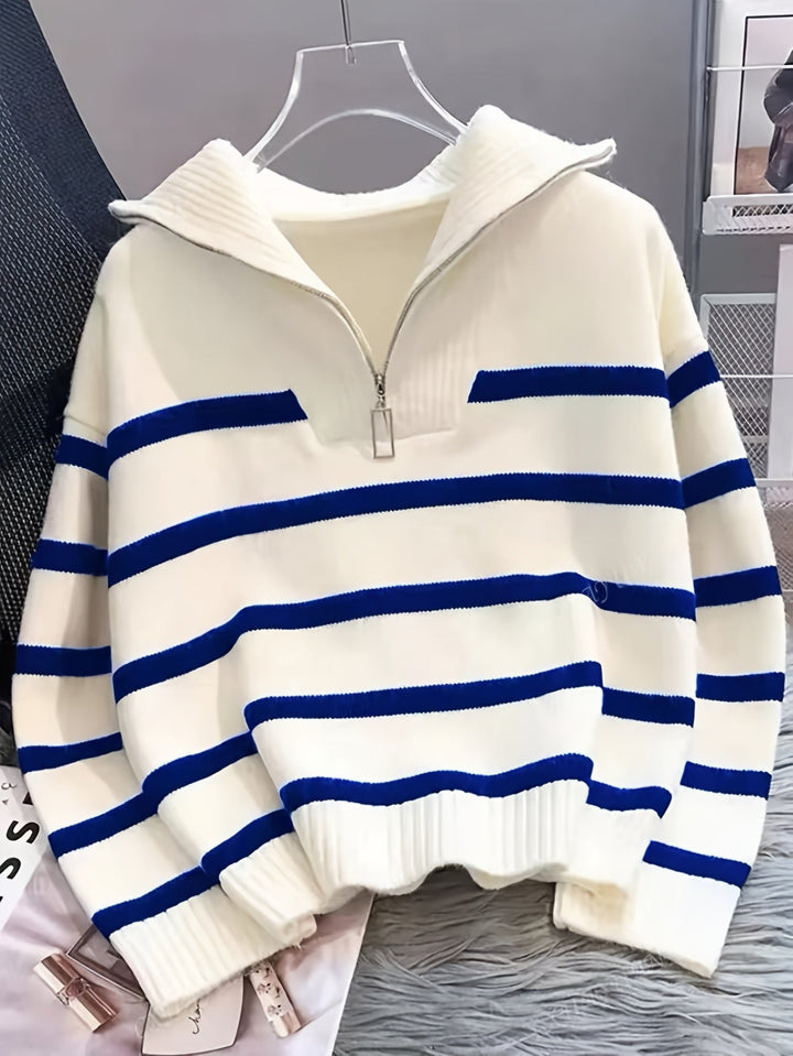 Sabina | Striped Quarter-Zip Jumper