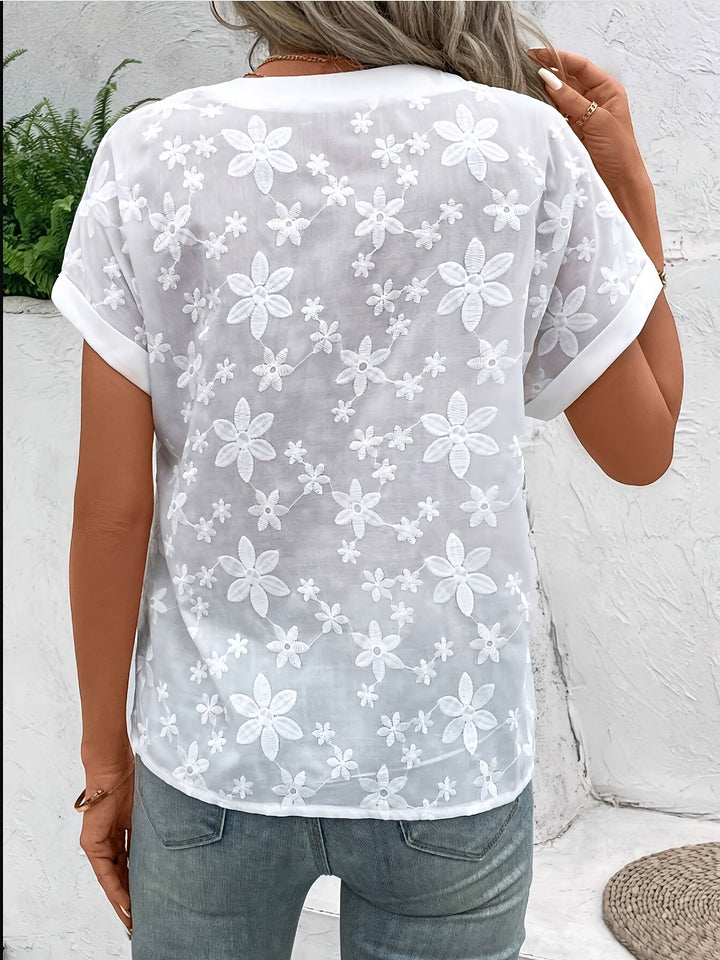 Whitney | Floral Embroidered V-Neck Blouse