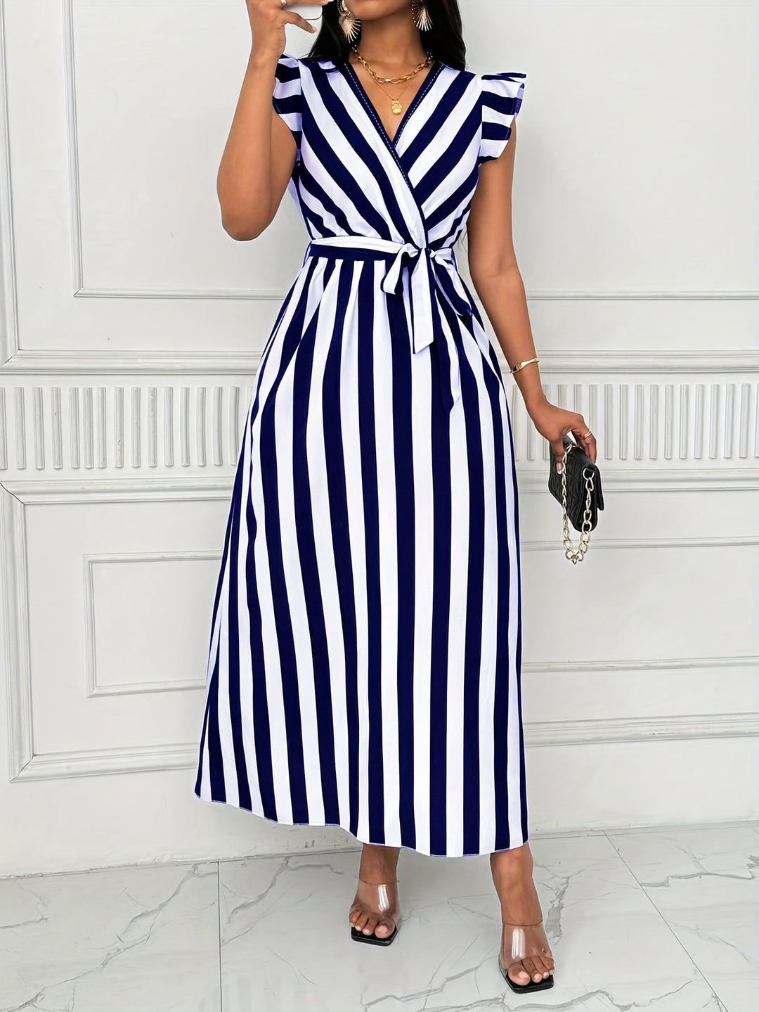 Cordelia | Ruffle-Sleeve Wrap Maxi Dress