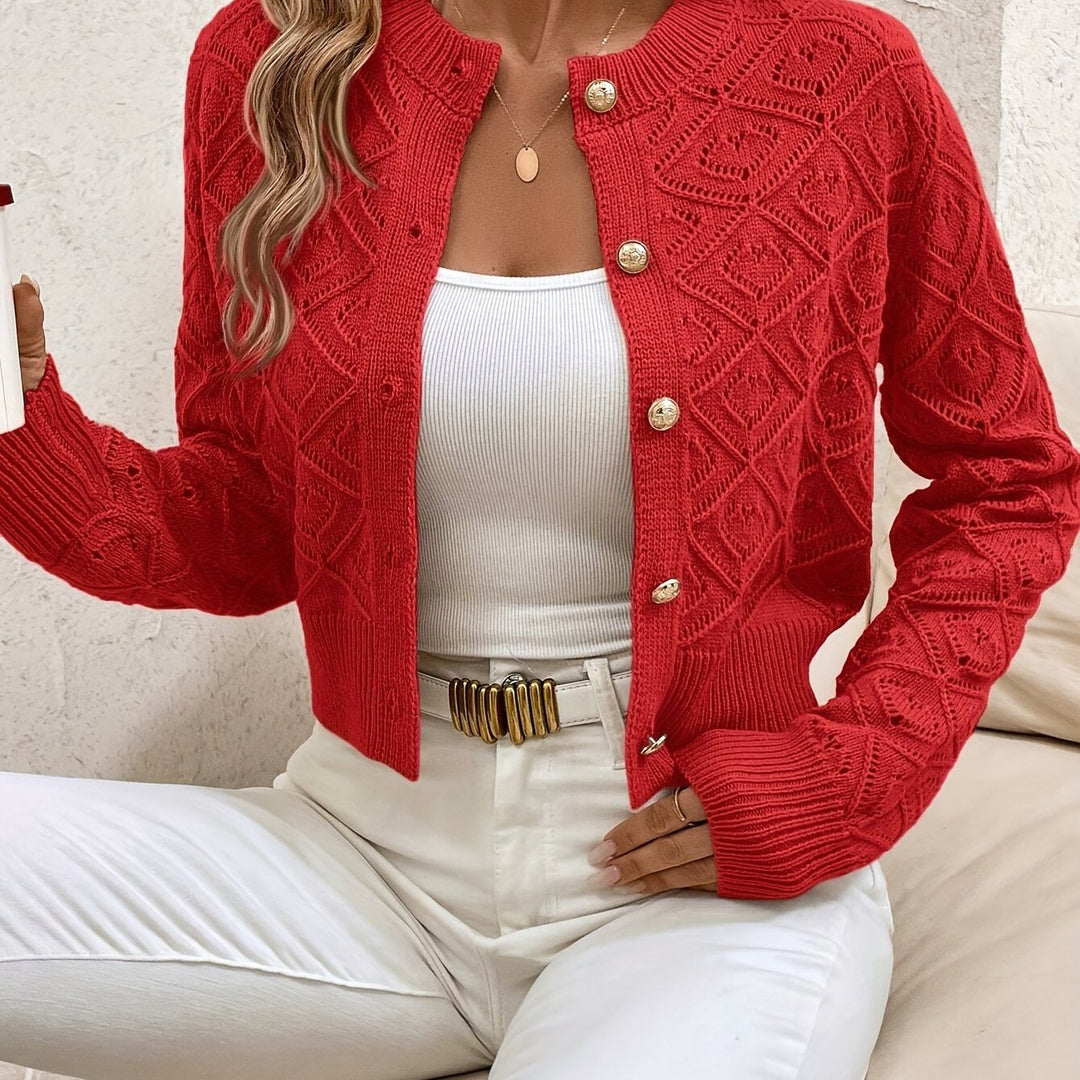 Della | Textured Button-Front Cardigan