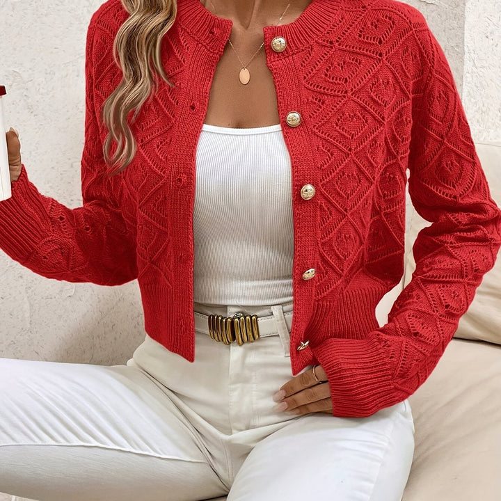 Della | Textured Button-Front Cardigan