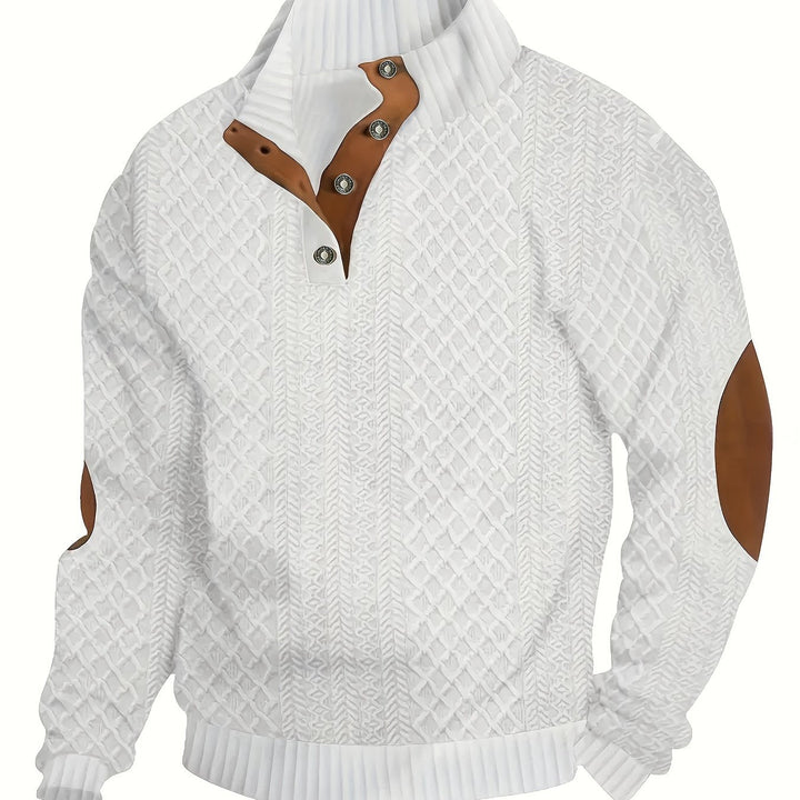 Ronan | Stand Collar Button Henley Jumper
