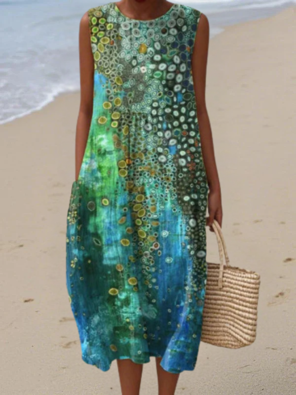 Victoria | Stylish Mid Sleeve Reef Midi Dress