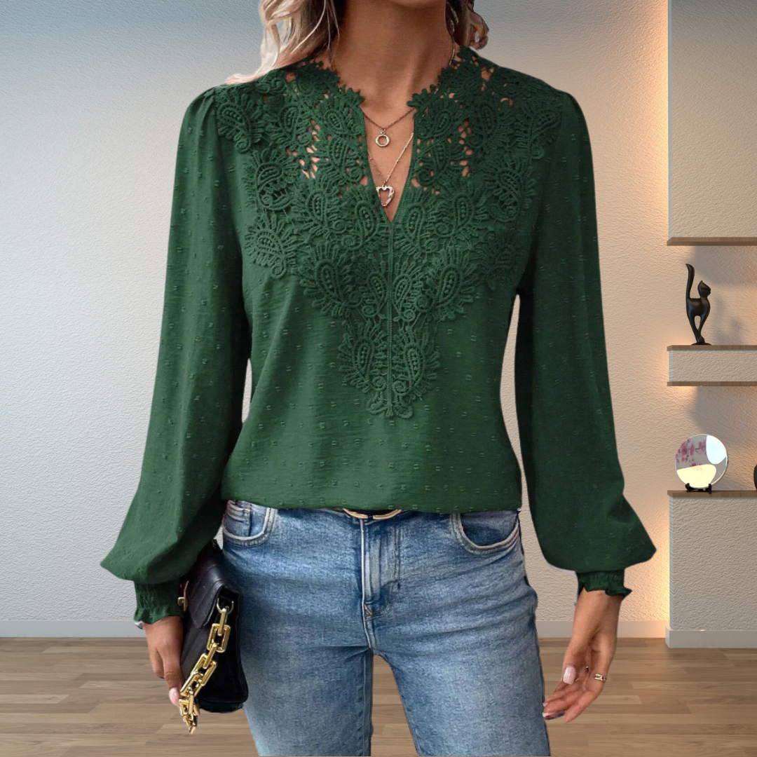 Marlene | Elegant Lace-Trim Blouse