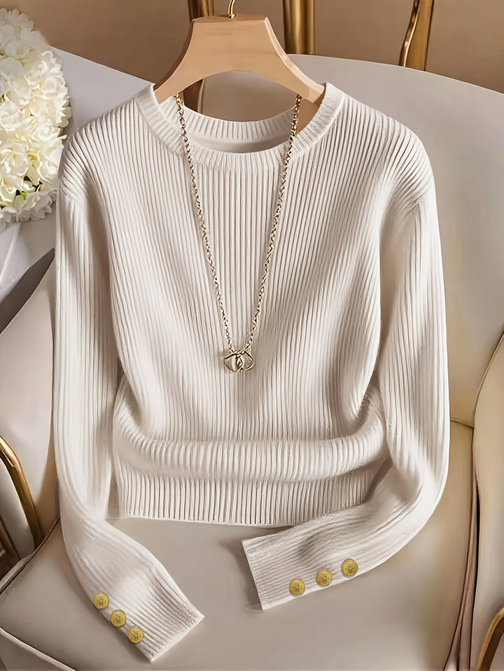Gretchen | Ribbed Button-Cuff Jumper