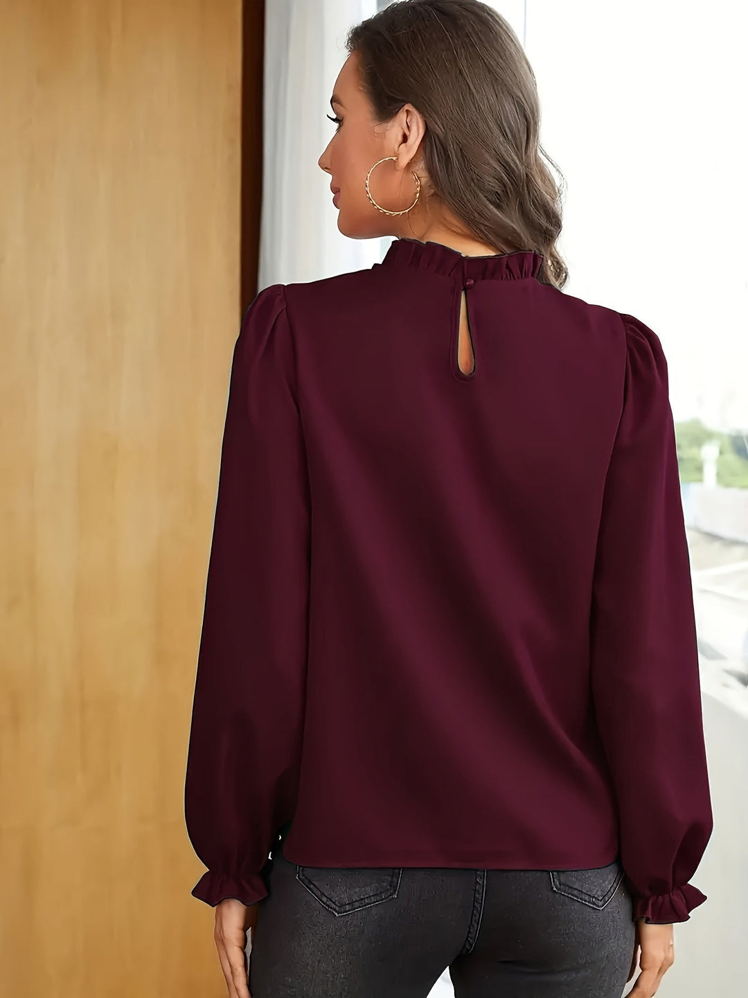 Tamsin | Ruffled High-Neck Puff Sleeve Blouse
