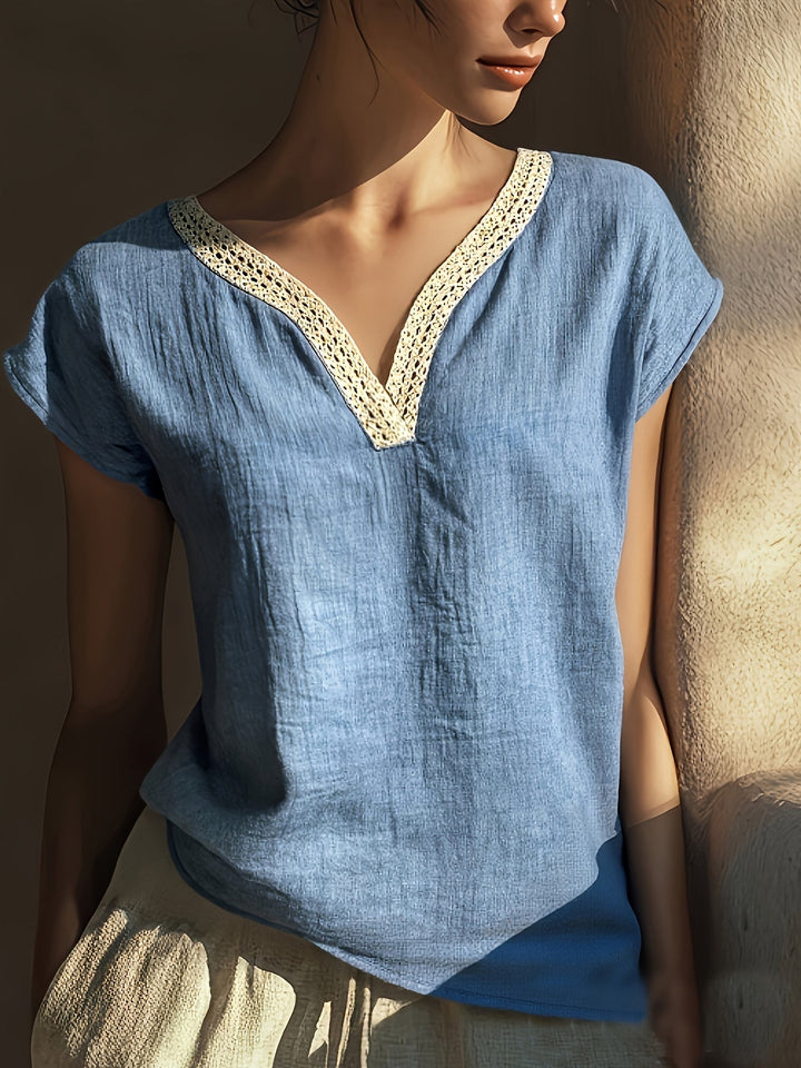 Bonnie | Lace-Trim V-Neck Top