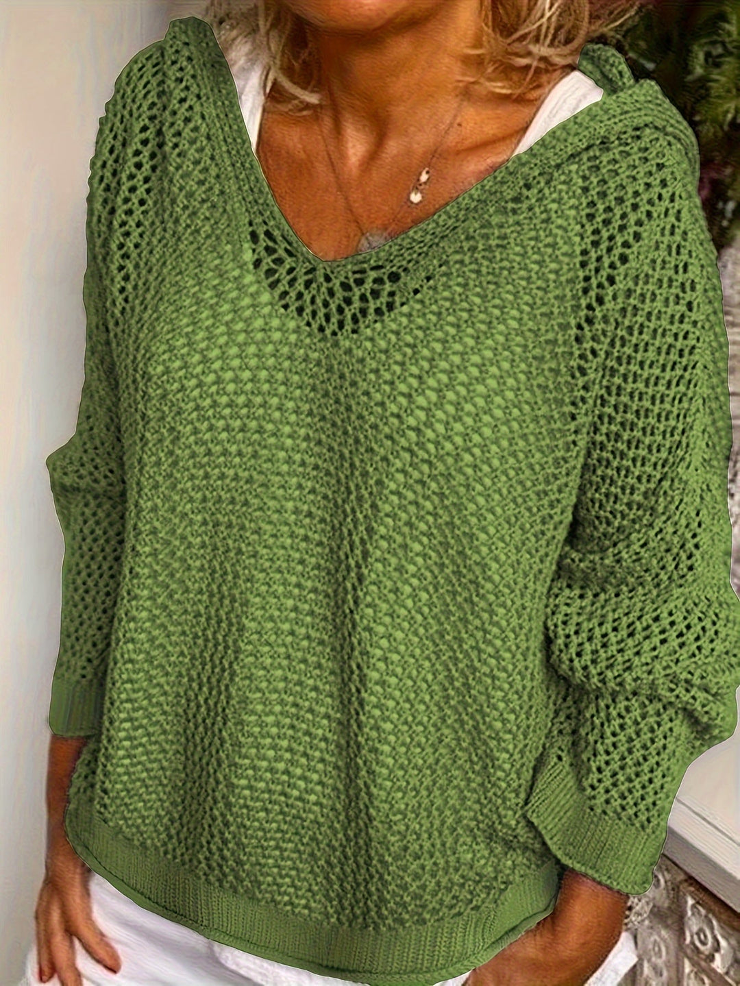 Delaney | Relaxed Open-Knit Hooded Jumper