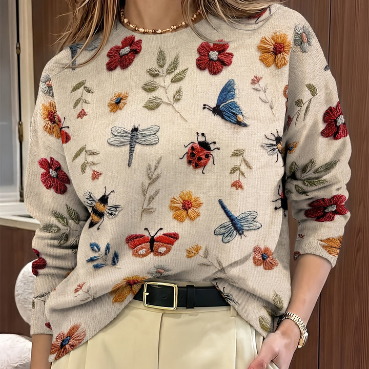 Elsie | Botanical Print Crewneck Jumper