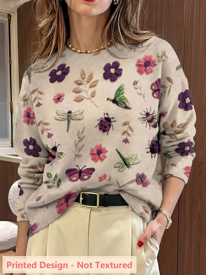 Elsie | Botanical Print Crewneck Jumper
