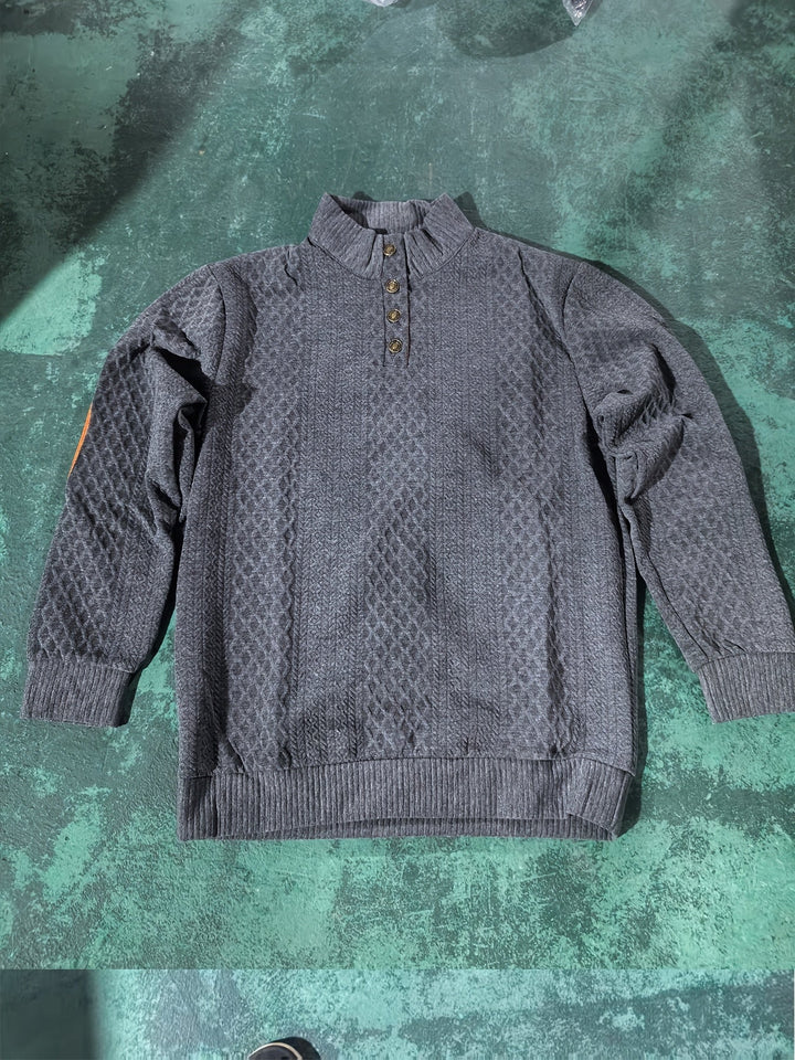 Ronan | Stand Collar Button Henley Jumper