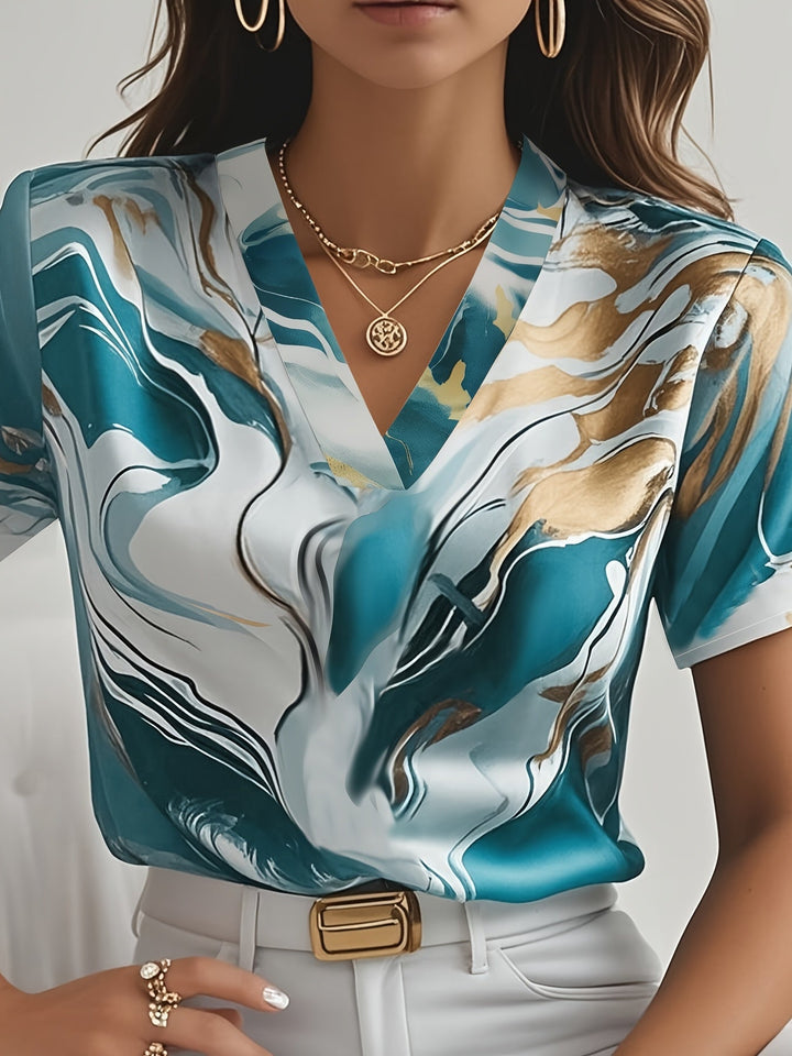 Joanna | Artful Swirl-Print Blouse
