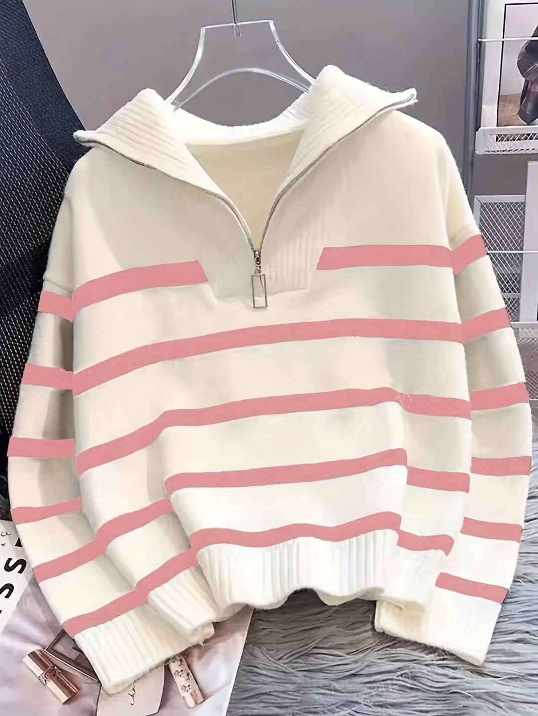 Sabina | Striped Quarter-Zip Jumper