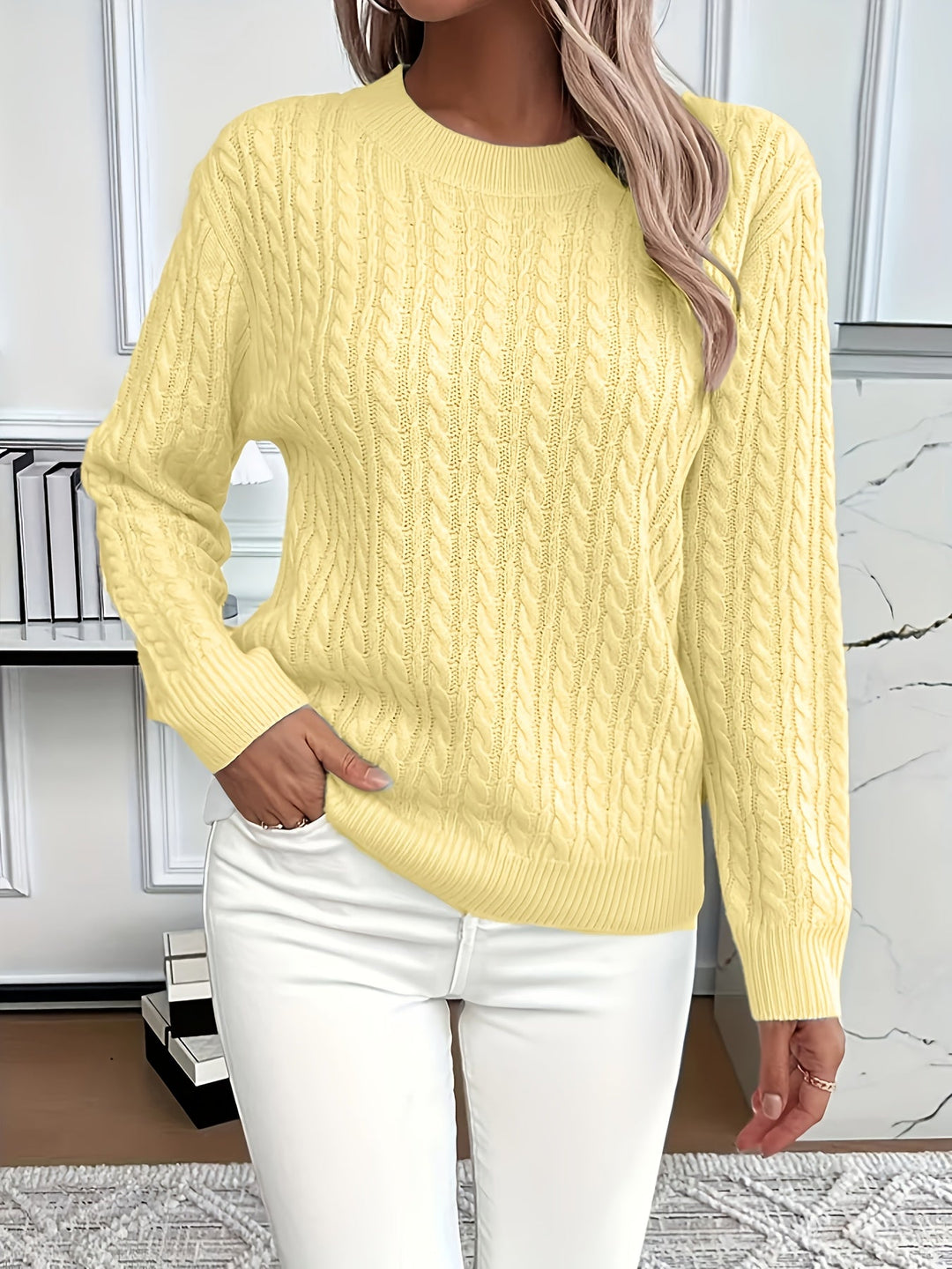 Faye | Cable-Knit Round Neck Jumper
